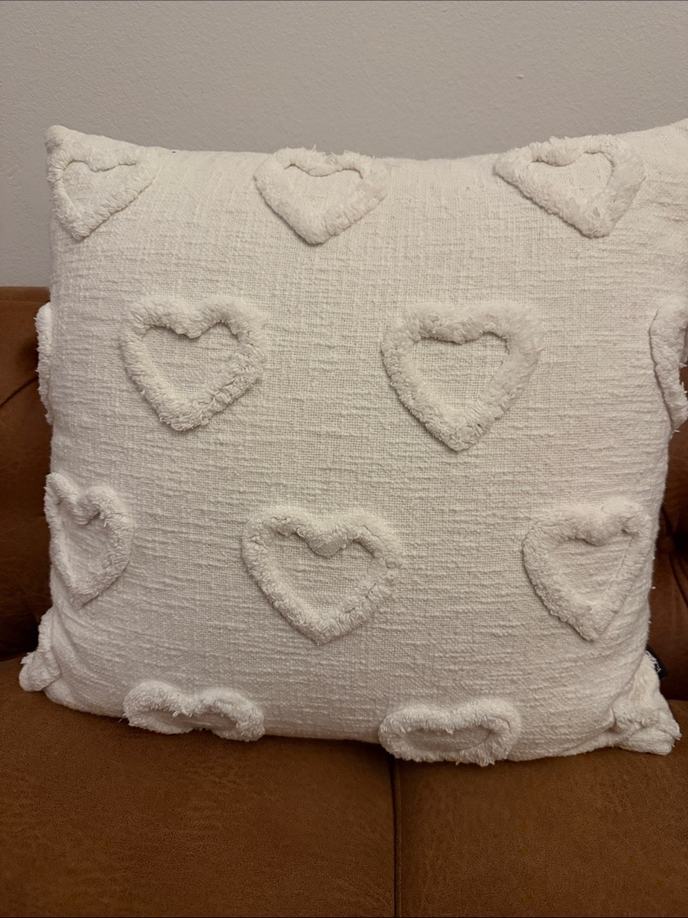 TWO Nicole Miller Cream Heart Accent Throw Pillow